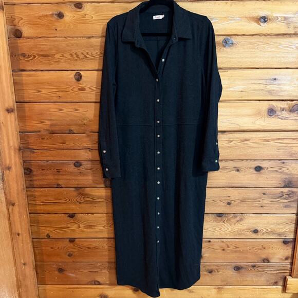 Faherty Legend Button Down Sweater Knit Maxi Shirt Dress Large - Picture 1 of 7